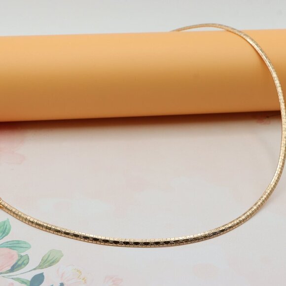 Textured Rose Gold Flat Snake Chain Necklace, XPNL0243 - Picture 1 of 9